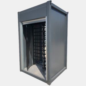 biometric construction site access pod with turnstile