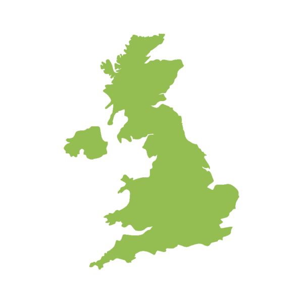 a map of great britain and northern ireland coloured security green