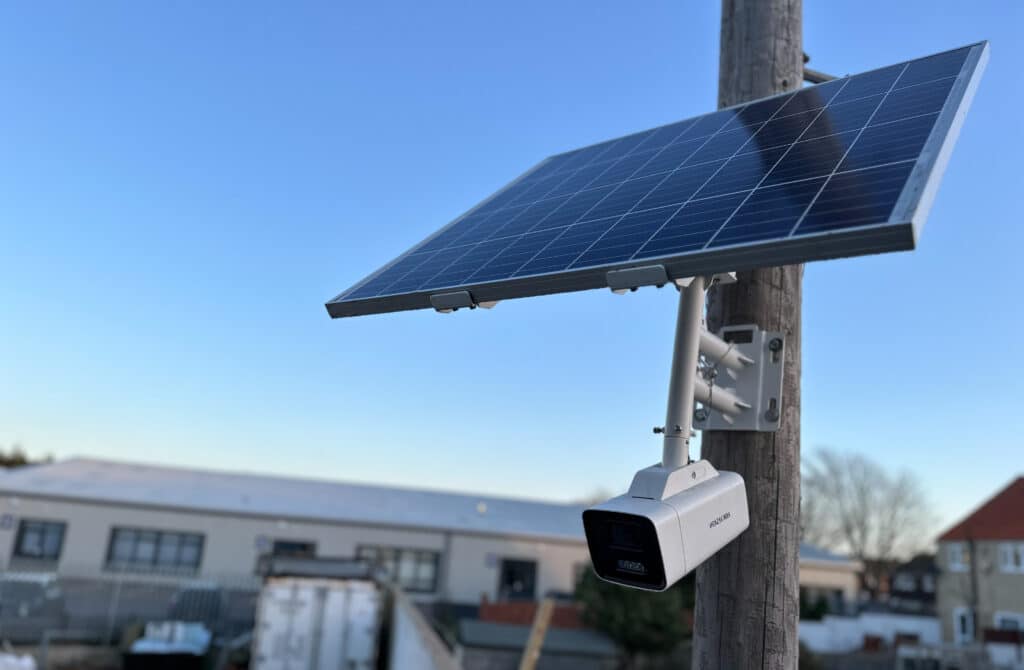 solar cctv camera with sky in the background